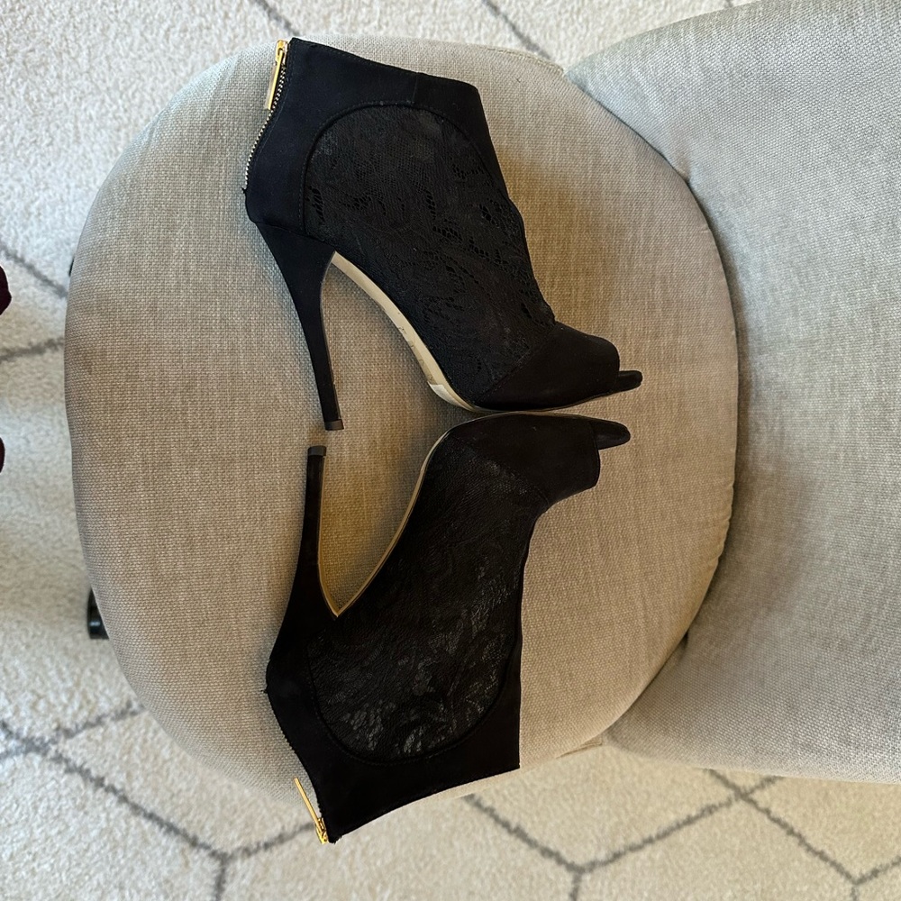 EUC Aldo Suede and Lace Open Toe Booties - Picture 6 of 12